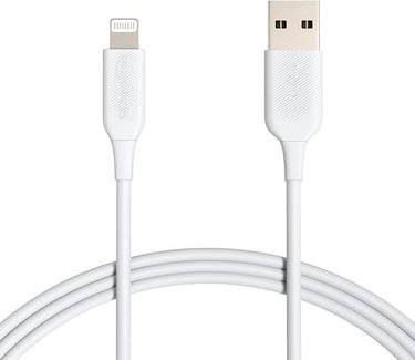 Amazon Basics - Cable USB-A a Lightning, cargador para iPhone certificado por MFi, color blanco, 1.8 m (2 unidades)